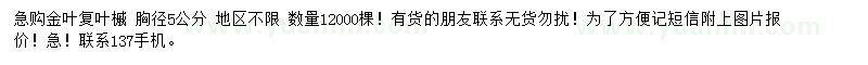 求購(gòu)胸徑5公分金葉復(fù)葉槭