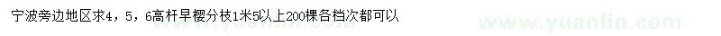 求購4、5、6公分高桿早櫻