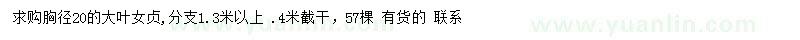 求購胸徑20公分大葉女貞