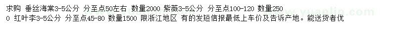 求購垂絲海棠、紫薇、紅葉李