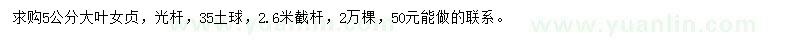 求購5公分大葉女貞