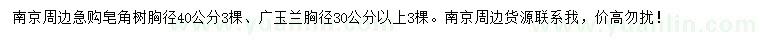 求購(gòu)胸徑40公分皂角、廣玉蘭