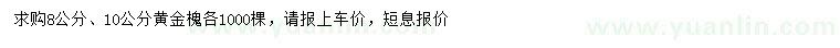 求購8、10公分黃金槐