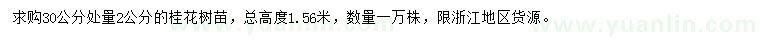 求購30公分處量2公分桂花