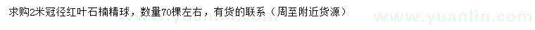 求購冠2米紅葉石楠