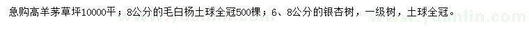 求購(gòu)高羊茅草坪、毛白楊、銀杏樹(shù)