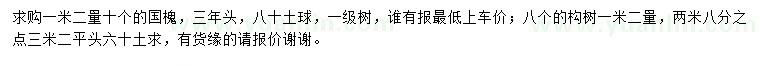 求購(gòu)1.2米量量10公分國(guó)槐、8公分構(gòu)樹(shù)