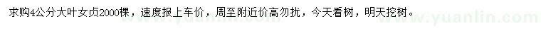 求購(gòu)4公分大葉女貞