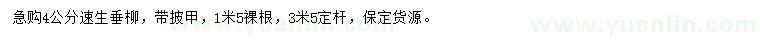 求購4公分速生垂柳