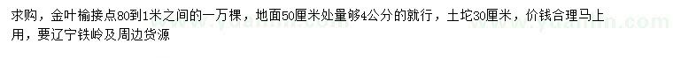 求購地面50量4公分金葉榆