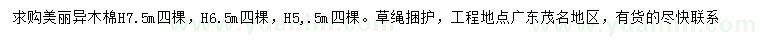 求購高5.5、6.5、7.5米美麗異木棉