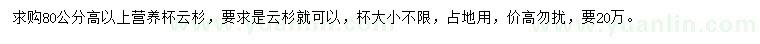 求購高80公分以上營養(yǎng)杯云杉