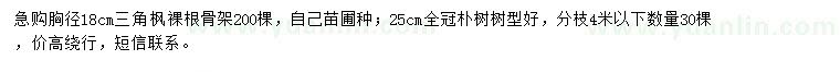 求購三角楓、樸樹