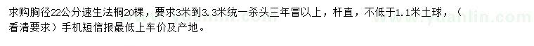 求購(gòu)胸徑22公分速生法桐