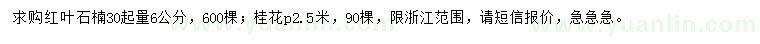 求購桂花、紅葉石楠