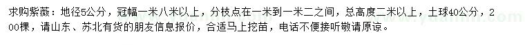 求購(gòu)地徑5公分紫薇