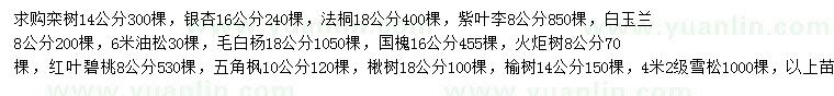 求購(gòu)欒樹(shù)、銀杏、法桐等