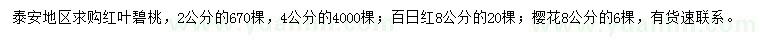 求購(gòu)紅葉碧桃、百日紅、櫻花