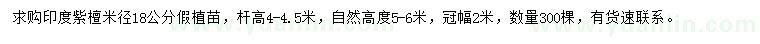 求購米徑18公分印度紫檀假植苗