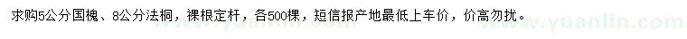 求購5公分國槐、8公分法桐