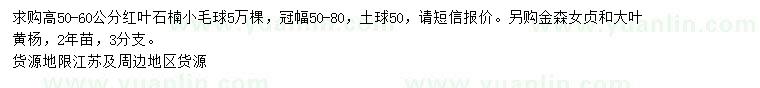求購紅葉石楠、金森女貞、大葉黃楊