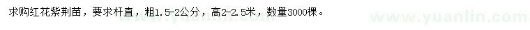 求購1.5-2公分紅花紫荊苗