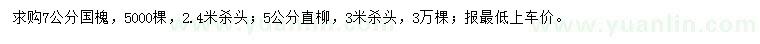 求購7公分國槐、5公分直柳