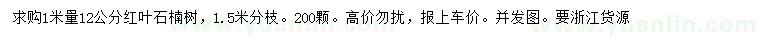 求購1米量12公分紅葉石楠