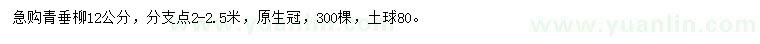求購12公分青垂柳