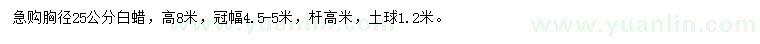 求購胸徑25公分白蠟