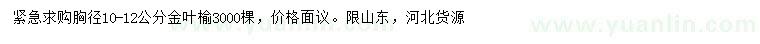 求購胸徑10-12公分金葉榆