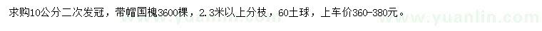 求購(gòu)10公分國(guó)槐