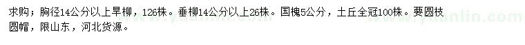 求購(gòu)旱柳、垂柳、國(guó)槐