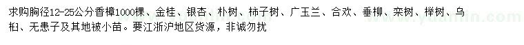 求購香樟、金桂、銀杏等