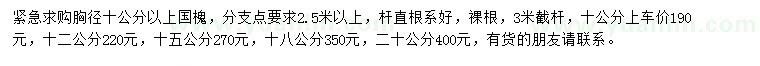 求購胸徑10、12、15、18、20公分國槐