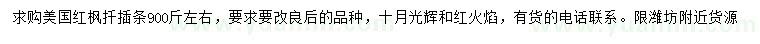 求購美國紅楓扦插條