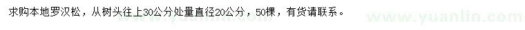 求購30公分處量直徑20公分本地羅漢松