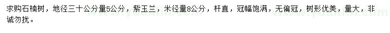 求購石楠樹、紫玉蘭
