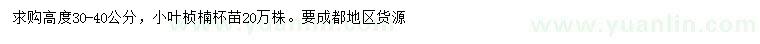 求購高30-40公分小葉楨楠