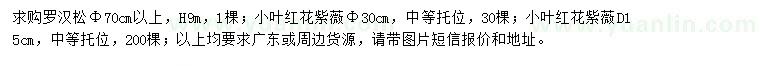 求購羅漢松、小葉紅花紫薇