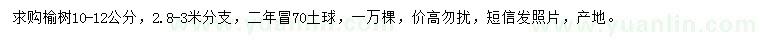 求購(gòu)10-12公分榆樹