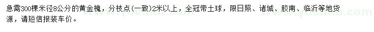 求購米徑8公分黃金槐
