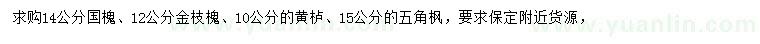 求購(gòu)國(guó)槐、金枝槐、黃櫨等
