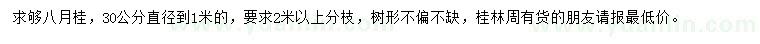 求購30公分直徑1米八月桂