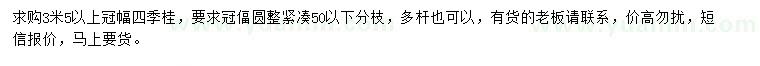 求購冠3.5米以上四季桂