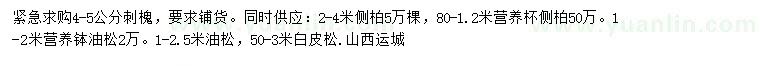 求購刺槐、側(cè)柏、油松等