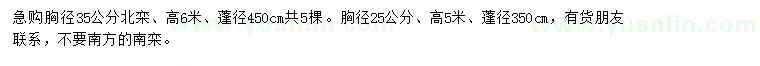 求購胸徑25、35公分北欒