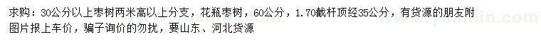 求購30公分以上棗樹