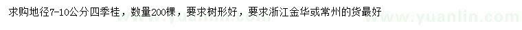 求購地徑7-10公分四季桂