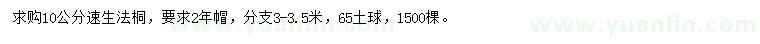 求購10公分速生法桐